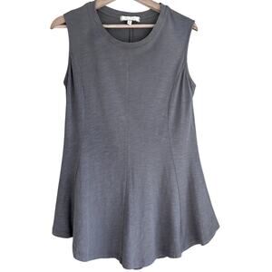 Anthropologie Eri & Ali Gray 100% Cotton Flowy Sleeveless Tunic Tank Top M